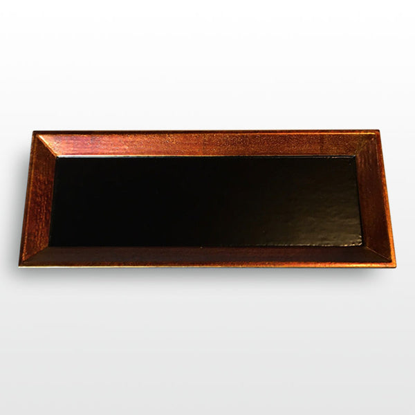 Plateau laqué bois de santal vermillon noir urushi