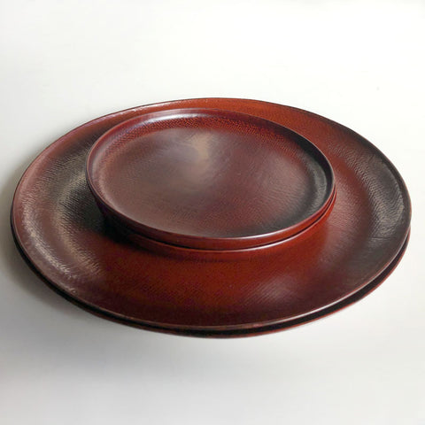 urushi Dry lacquer thin round tray Large 2 points + small 2 points set